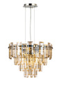 Wickham Pendant 6 Light Polished Nickel/Champagne Glass