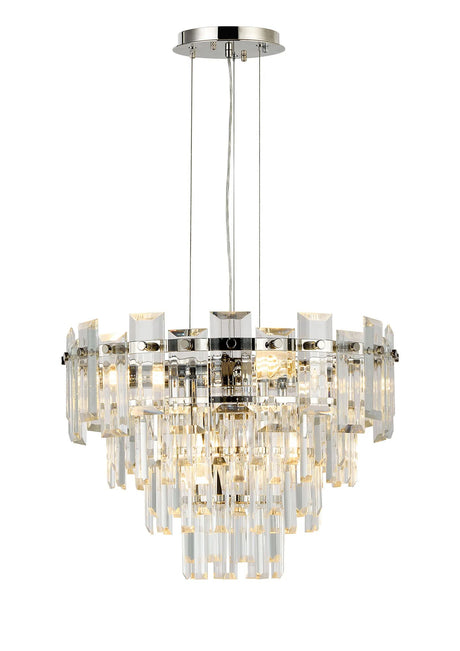Wickham Pendant 6 Light Polished Nickel/Clear Glass