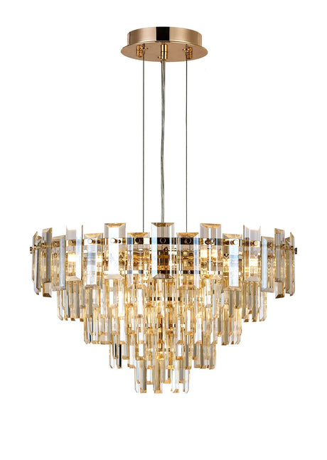 Wickham Pendant 10 Light French Gold/Champagne Glass