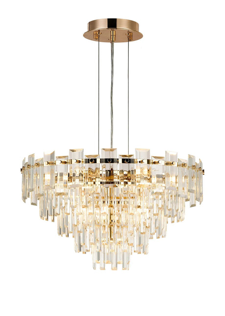 Wickham Pendant 10 Light French Gold/Clear Glass