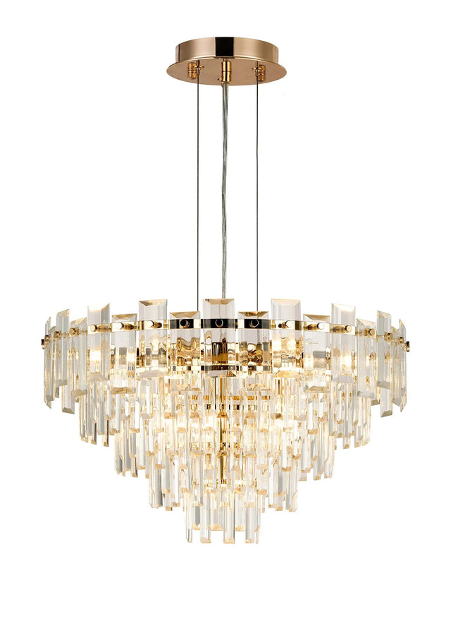 Wickham Pendant 10 Light French Gold/Clear Glass