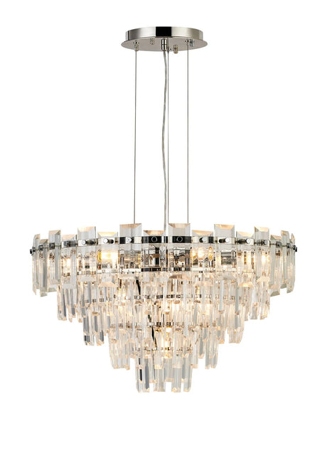 Wickham Pendant 10 Light Polished Nickel/Clear Glass