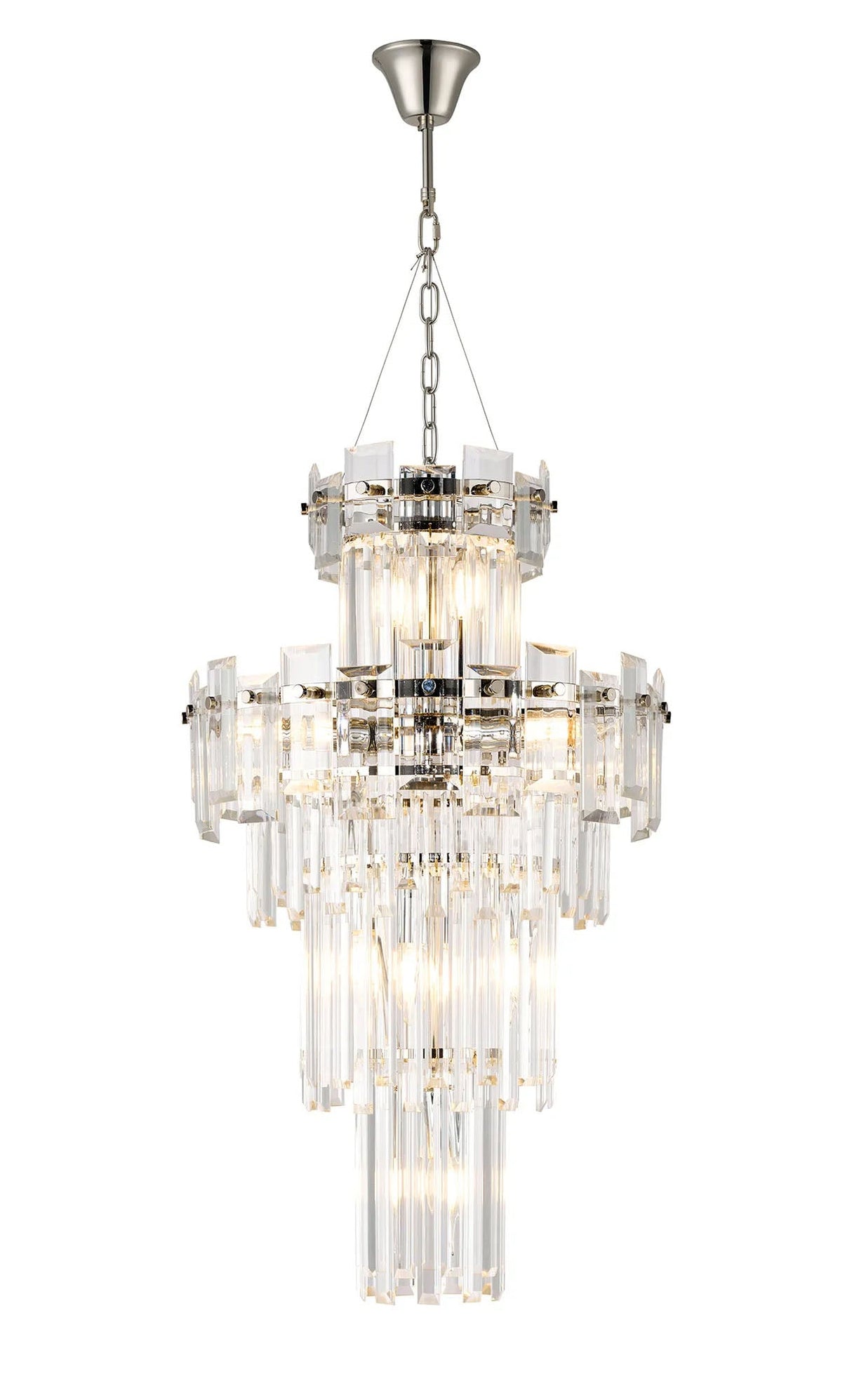Wickham Tall Pendant 9 Light Polished Nickel/Clear Glass