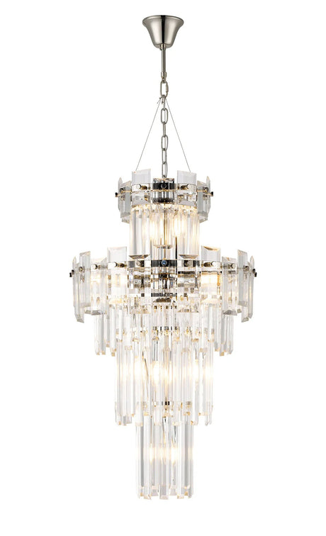 Wickham Tall Pendant 9 Light Polished Nickel/Clear Glass