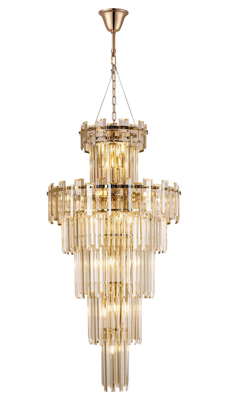 Wickham Tall Pendant 17 Light French Gold/Champagne Glass