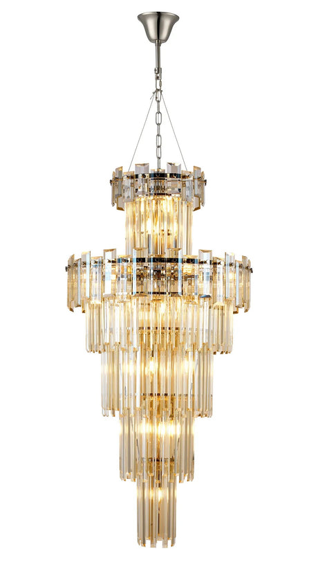 Wickham Tall Pendant 17 Light Polished Nickel/Champagne Glass