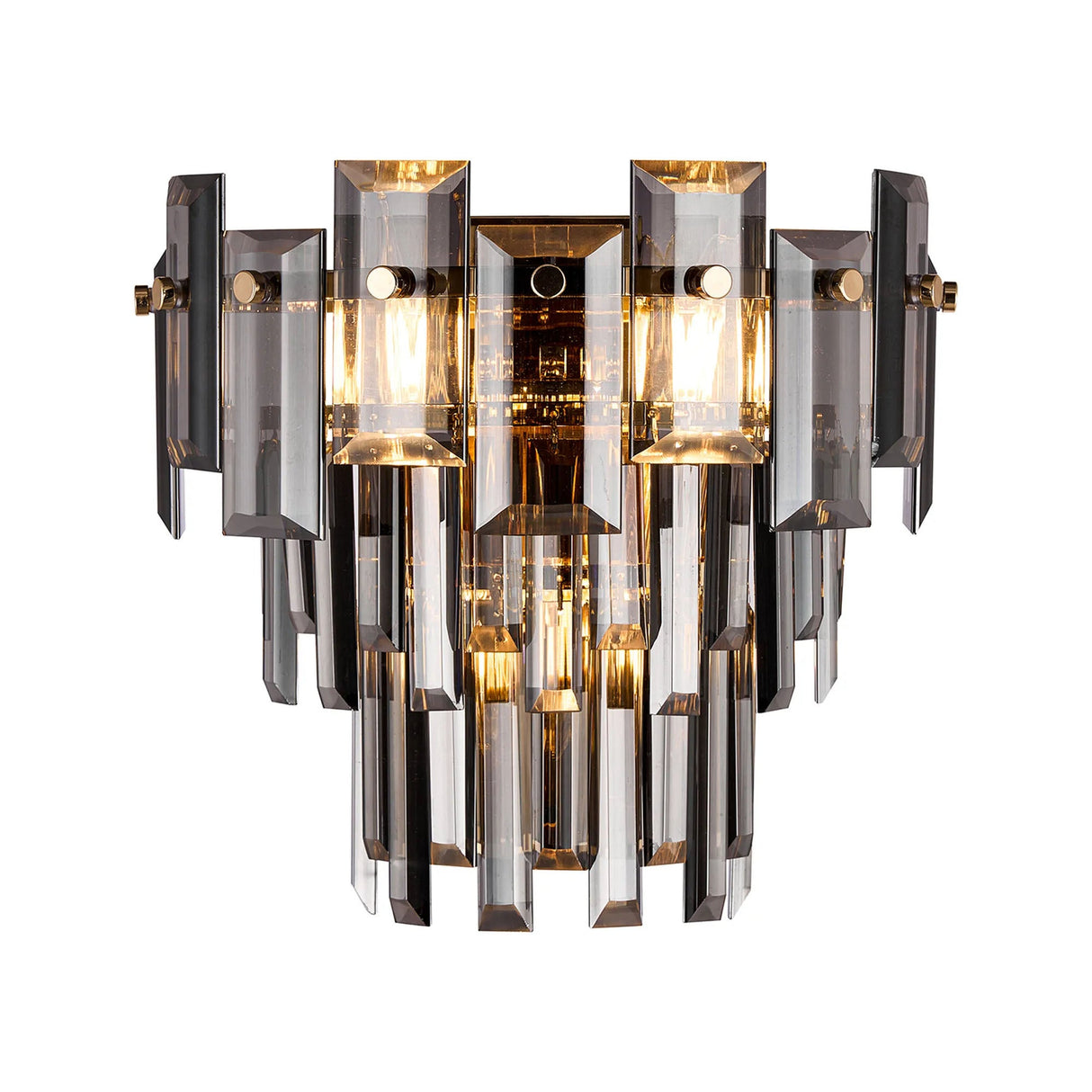 Wickham Wall Lamp 2 Light French Gold/Smoke Glass