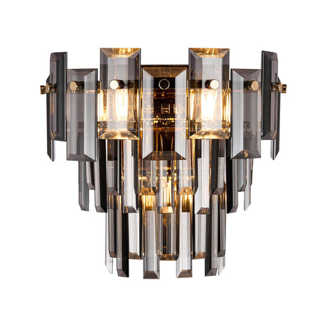 Wickham Wall Lamp 2 Light French Gold/Smoke Glass