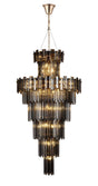 Wickham Tall Pendant 27 Light French Gold/Smoke Glass