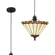 Williams 1 Light Uplighter Pendant E27 With 30cm Tiffany Shade, Amber/Cream/Crystal/Black