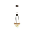 Williams 2 Light Uplighter Pendant E27 With 30cm Tiffany Shade, Amber/Cream/Crystal/Aged Antique Brass