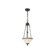 Williams 2 Light Uplighter Pendant E27 With 30cm Tiffany Shade, Grey/Cream/Crystal/Aged Antique Brass
