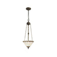 Williams 3 Light Uplighter Pendant E27 With 30cm Tiffany Shade, Grey/Cream/Crystal/Aged Antique Brass