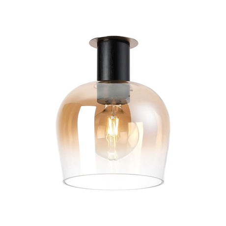 Withe 27cm Ceiling Light, 1 x E27, Satin Black/Titanium Gold/Amber Fade Wine Glass