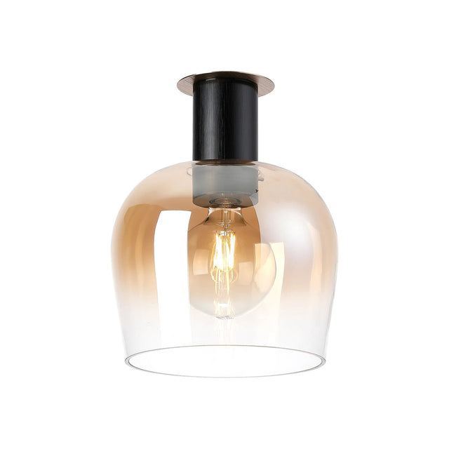 Withe 27cm Ceiling Light, 1 x E27, Satin Black/Titanium Gold/Amber Fade Wine Glass