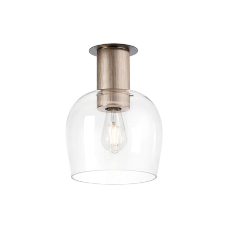Withe 23cm Ceiling Light, 1 x E27, Titanium Gold/Satin Black/Clear Wine Glass