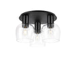 Withe 63cm Round Ceiling Light, 3 x E27, Satin Black/Chrome/Clear Wine Glass