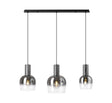 Withe 1m Linear Pendant, 3 x E27, Gun Metal/Satin Black/Smoke Fade Wine Glass