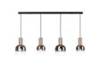 Withe 1.4m Linear Pendant, 4 x E27, Titanium Gold/Satin Black/Smoke Fade Wine Glass