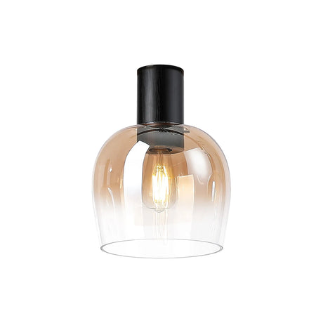 Withe 23.5cm Ceiling Light, 1 x E27, Satin Black/Amber Fade Wine Glass