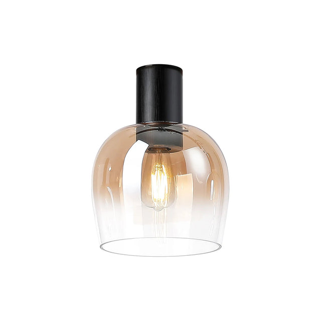 Withe 23.5cm Ceiling Light, 1 x E27, Satin Black/Amber Fade Wine Glass
