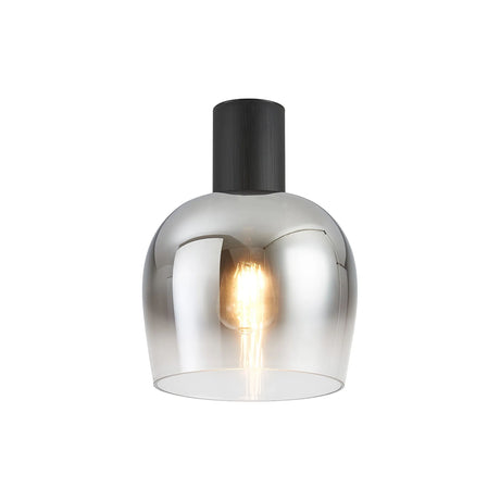 Withe 23.5cm Ceiling Light, 1 x E27, Satin Black/Smoke Fade Wine Glass