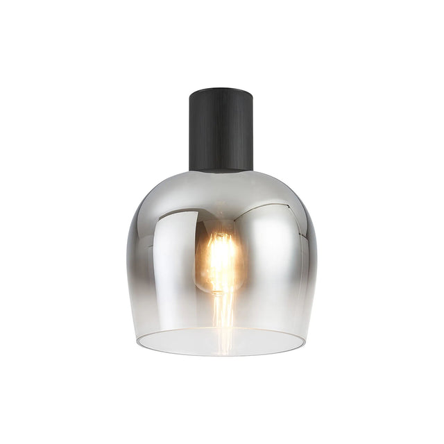 Withe 23.5cm Ceiling Light, 1 x E27, Satin Black/Smoke Fade Wine Glass