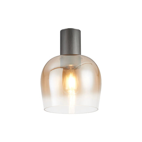 Withe 23.5cm Ceiling Light, 1 x E27, Gun Metal/Amber Fade Wine Glass