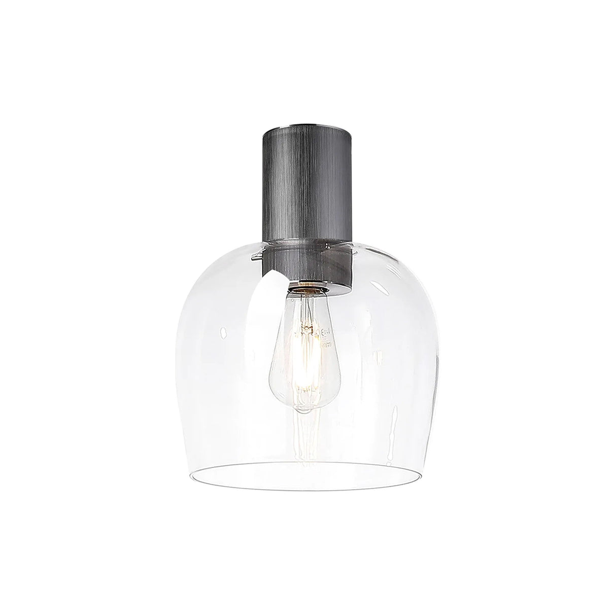Withe 23.5cm Ceiling Light, 1 x E27, Gun Metal/Clear Wine Glass