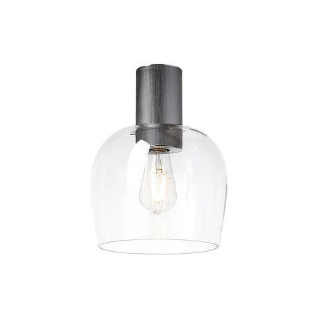 Withe 23.5cm Ceiling Light, 1 x E27, Gun Metal/Clear Wine Glass