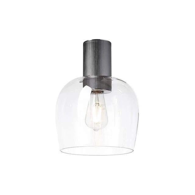 Withe 23.5cm Ceiling Light, 1 x E27, Gun Metal/Clear Wine Glass