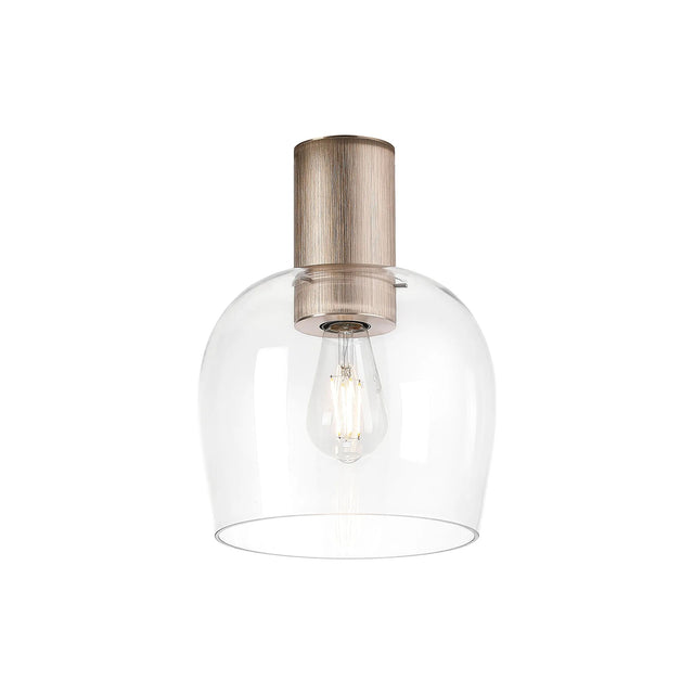 Withe 23.5cm Ceiling Light, 1 x E27, Titanium Gold/Clear Wine Glass