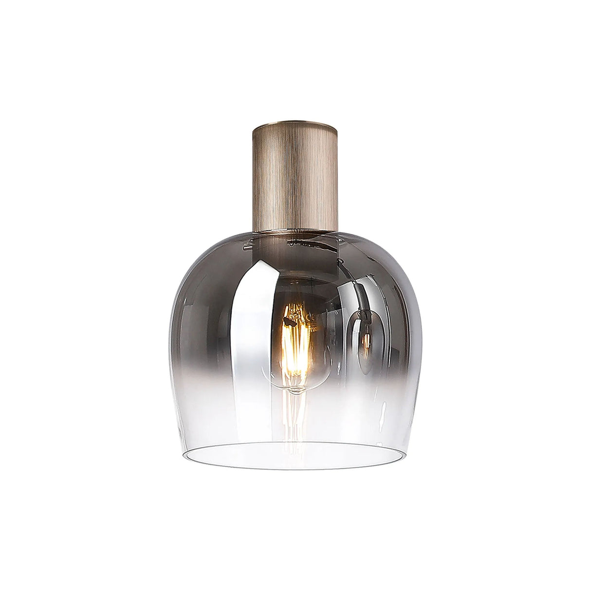 Withe 23.5cm Ceiling Light, 1 x E27, Titanium Gold/Smoke Fade Wine Glass