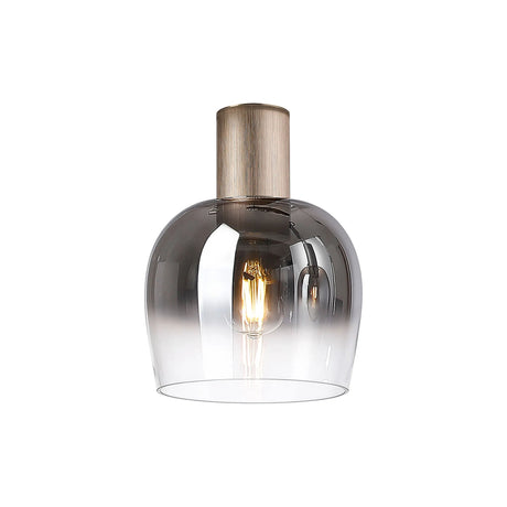 Withe 23.5cm Ceiling Light, 1 x E27, Titanium Gold/Smoke Fade Wine Glass
