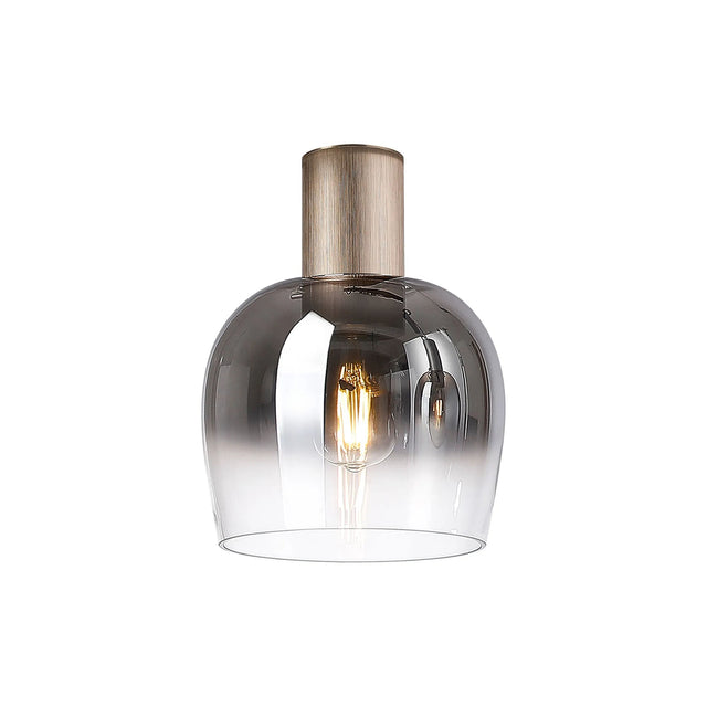 Withe 23.5cm Ceiling Light, 1 x E27, Titanium Gold/Smoke Fade Wine Glass