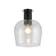 Withe 27.5cm Ceiling Light, 1 x E27, Satin Black/Chrome/Clear Wine Glass