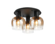 Withe 63.5cm Round Ceiling Light, 3 x E27, Satin Black/Amber Fade Wine Glass