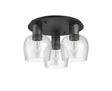 Withe 63.5cm Round Ceiling Light, 3 x E27, Gun Metal/Satin Black/Clear Wine Glass