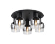 Withe 60cm Round Ceiling Light, 5 x E27, Satin Black/Smoke Fade Wine Glass