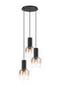 Withe 44.5cm Round Pendant, 3 x E27, Satin Black/Amber Fade Wine Glass