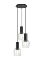 Withe 44.5cm Round Pendant, 3 x E27, Satin Black/Clear Wine Glass