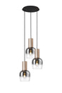 Withe 44.5cm Round Pendant, 3 x E27, Titanium Gold/Satin Black/Smoke Fade Wine Glass