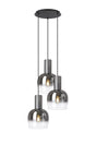Withe 47.5cm Round Pendant, 3 x E27, Gun Metal/Satin Black/Smoke Fade Wine Glass