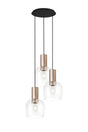 Withe 47.5cm Round Pendant, 3 x E27, Titanium Gold/Satin Black/Clear Wine Glass