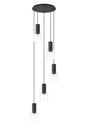 Withe 62.5cm Round Pendant, 5 x E27, Satin Black/Clear Wine Glass