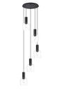 Withe 65.5cm Round Pendant, 5 x E27, Satin Black/Clear Wine Glass