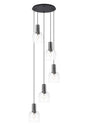 Withe 65.5cm Round Pendant, 5 x E27, Gun Metal/Satin Black/Clear Wine Glass
