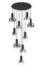 Withe 62.5cm Round Pendant, 9 x E27, Satin Black/Smoke Fade Wine Glass Item Weight: 18kg