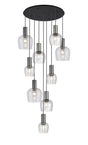 Withe 62.5cm Round Pendant, 9 x E27, Gun Metal/Satin Black/Clear Wine Glass Item Weight: 18kg
