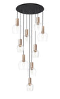 Withe 62.5cm Round Pendant, 9 x E27, Titanium Gold/Satin Black/Clear Wine Glass Item Weight: 18kg